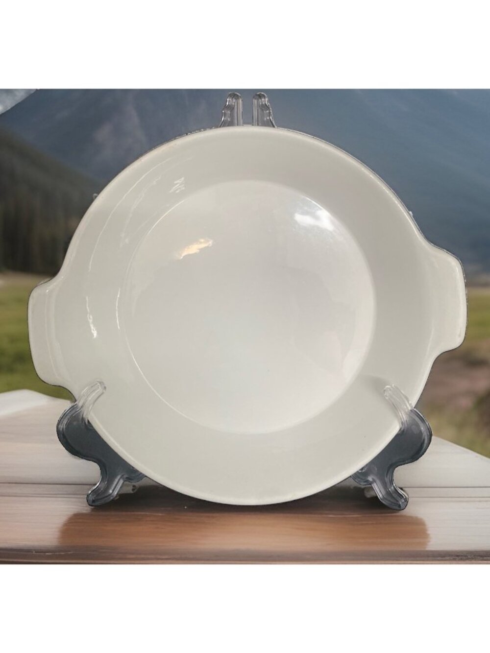 Vintage Arabia Finland White Shallow Round Serving Dish Minimalist January 1970